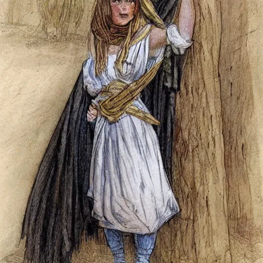 Image similar to a mummy in victorian clothes and a top, graphic novel style by alan lee and john howe