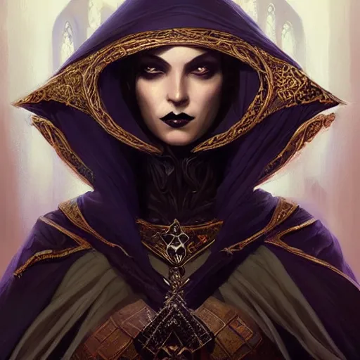 Prompt: gothic byzantine empress, D&D, fantasy, portrait, highly detailed, digital painting, trending on artstation, concept art, sharp focus, illustration, art by artgerm and greg rutkowski and magali villeneuve