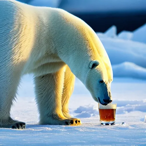 Image similar to polar bear drinking beer