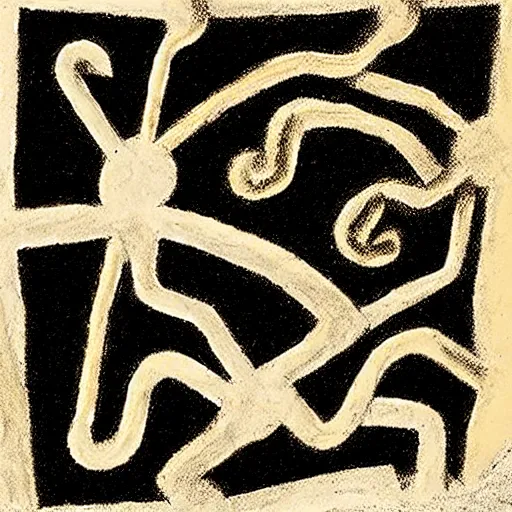 Image similar to labyrinth, paleolithic cave painting