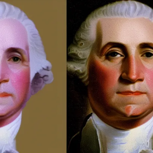 Prompt: 'before' and 'after' photos, in which the 'before' photo is of George Washington