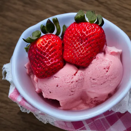 Prompt: Strawberry ice cream