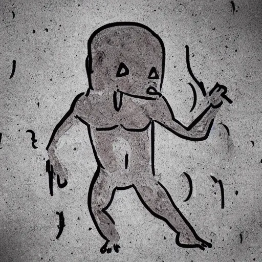 Image similar to photorealistic cave painting wojak