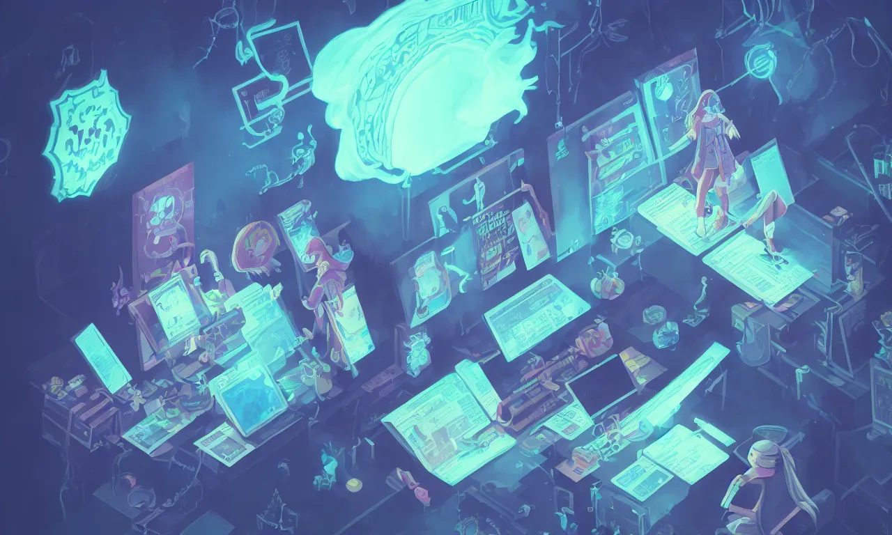 Prompt: hacker, kerberos realm, service ticket close up, wizard reading a directory, nordic pastel colors, 3 d art, digital illustration, perfect lighting