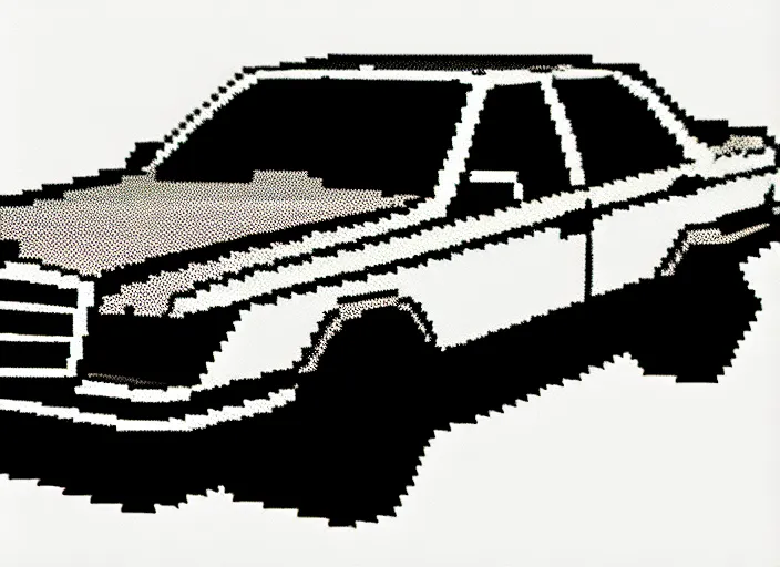 Image similar to synthesized hologram aiburning wrecked mercedes 1 2 4, pixelart, monochrome gameboy!!, award winning. dramatic. trending on artstation, low resolution sync