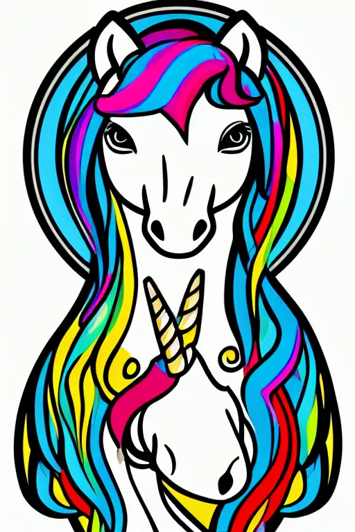 Image similar to A portrait of a gangster unicorn, sticker, highly detailed, colorful, illustration, smooth and clean vector curves, no jagged lines, vector art, smooth