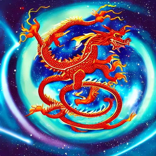 Prompt: chinese dragon in space, surreal