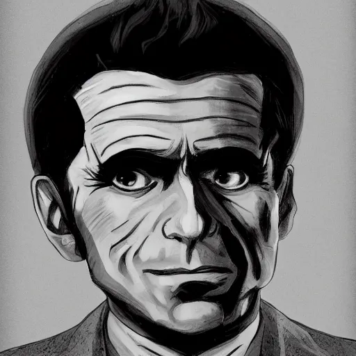 Image similar to portrait of rod serling in the style of death note