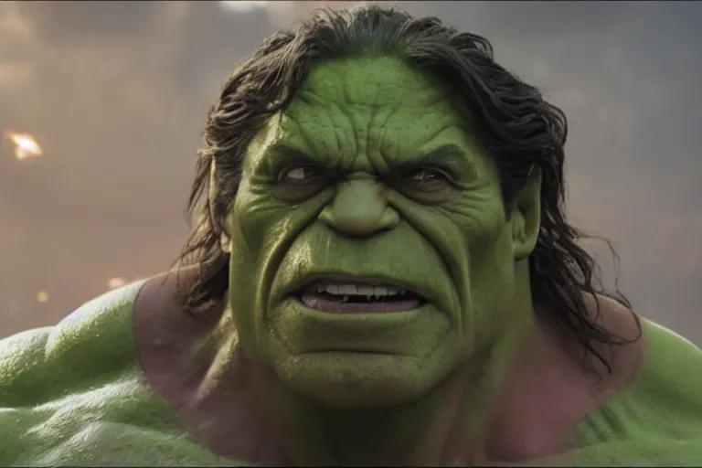 Image similar to film still of Lou Ferigno as hulk in avengers infinity war