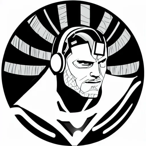 Image similar to a Avengers-Thor, svg sticker, vector art, wearing headphones, jamming to music