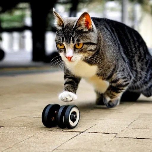 Prompt: a cat with wheels