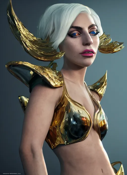 Image similar to lady gaga, from just dance, au naturel, hyper detailed, digital art, trending in artstation, cinematic lighting, studio quality, smooth render, unreal engine 5 rendered, league of legends, octane rendered, art style by klimt and nixeu and ian sprigger and wlop and krenz cushart