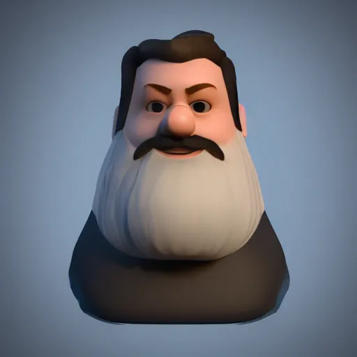 Image similar to a man with a beard wearing a blue outfit, an ambient occlusion render by Pixar, polycount, superflat, 3d, hd mod, bryce 3d