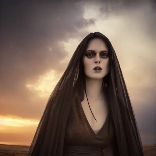 Image similar to photographic portrait of a stunningly beautiful gothic female in soft dreamy light at sunset, by edward robert hughes, annie leibovitz and steve mccurry, david lazar, jimmy nelsson, breathtaking, 8 k resolution, extremely detailed, beautiful, establishing shot, artistic, hyperrealistic, beautiful face, octane render