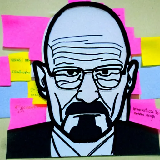 Image similar to walter white, made with sticky notes