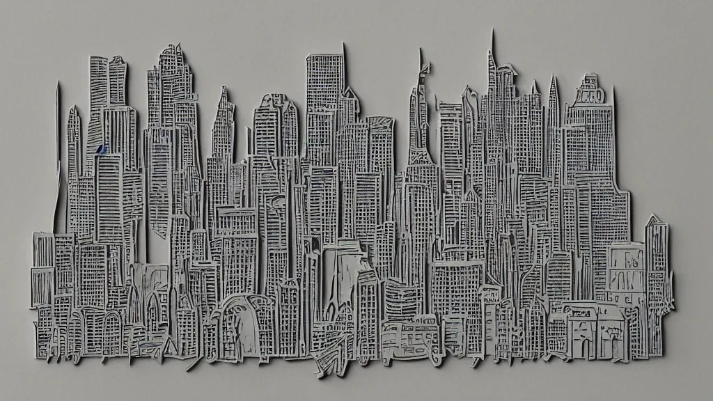 Prompt: paper cutout art sample of a city