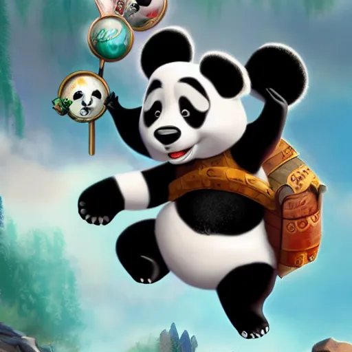 Image similar to a cartoon panda, Disney, digital art, highly detailed, award winning, concept art, intricate, sharp focus, masterpiece, Trending on Artstation HQ, unreal engine 5, 4K UHD image