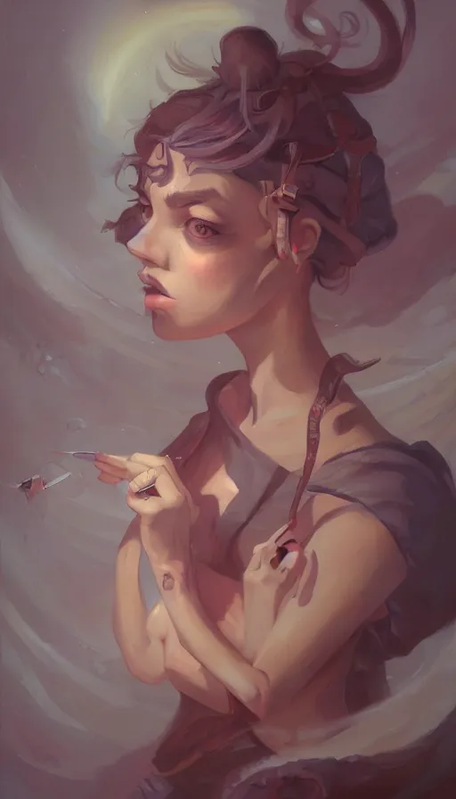 Image similar to portrait of cute girl, by peter mohrbacher