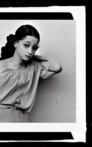 Image similar to photo of Ariana Grande in the depression-era, photorealism by of Dorothea Lange