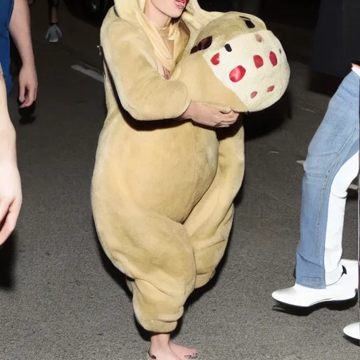 Image similar to scarlett johansson wearing a hamster costume