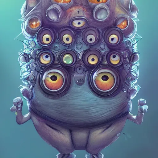 Image similar to Minion with many many many eyes, Digital Illustration, deviantart, trending on artstation, Angelarium, 4k