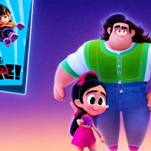 Prompt: vanellope tries to save ralph in movie ralph breaks the internet