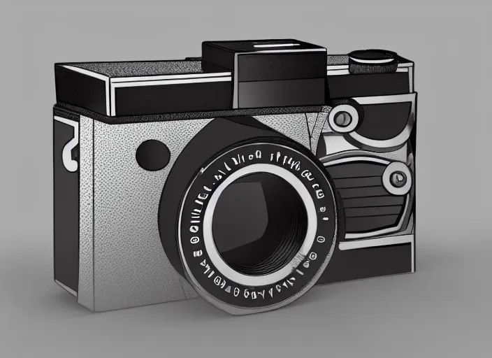 Prompt: modern rangefinder camera, front view, photoshop concept, digital art, illustration