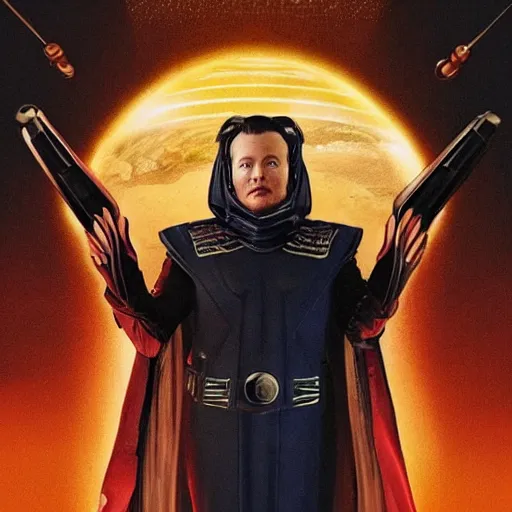 Image similar to Elon Musk as Emperor Shaddam IV, in Dune