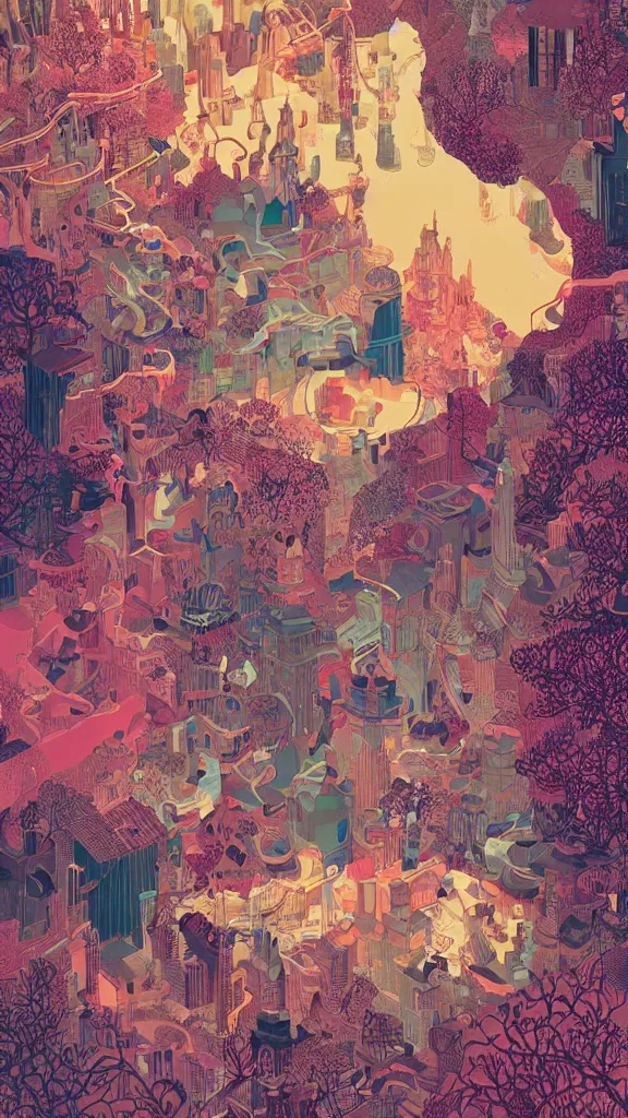 Image similar to Wonderland, Intricate ultradetailed illustration by Tomer Hanuka, by Victo Ngai, by Beeple