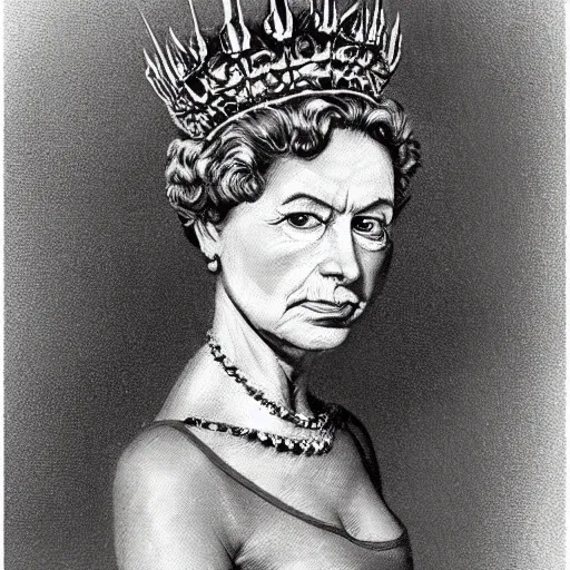 Image similar to picture of half human half lizard queen Elizabeth