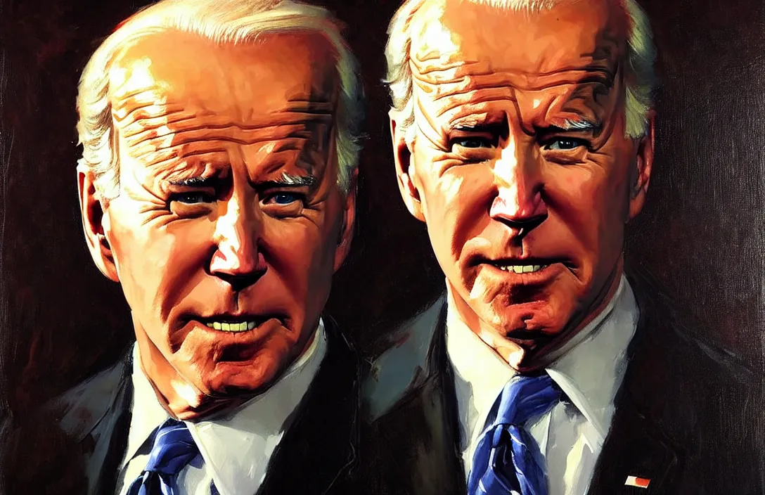 Image similar to portrait of joe biden!!!!!!!!!!!!!!!!!!!!!!!!!!!, detailed face, detailed painting,, epic lighting, by ilya repin, phil hale and kent williams