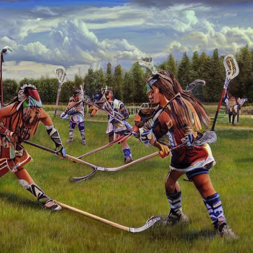 Native American Lacrosse Player Crosse Stick Digital Art by