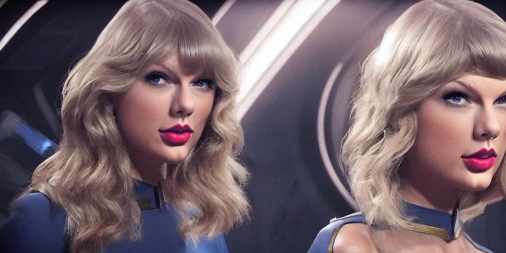 Prompt: Taylor Swift is the captain of the starship Enterprise in the new Star Trek movie