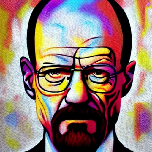 Prompt: a graffiti style painting of walter white.