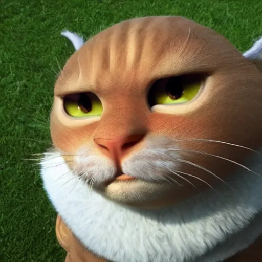 Prompt: bald garfield in real life, photo
