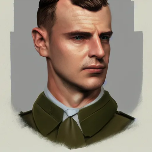 Prompt: man wearing a 20th century RAF uniform, official portrait, elegant, highly detailed, digital painting, artstation, concept art, matte, sharp focus, illustration