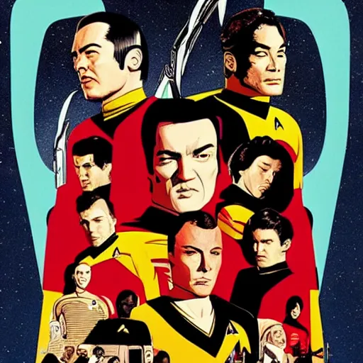 Image similar to a poster for quentin tarantino's star trek