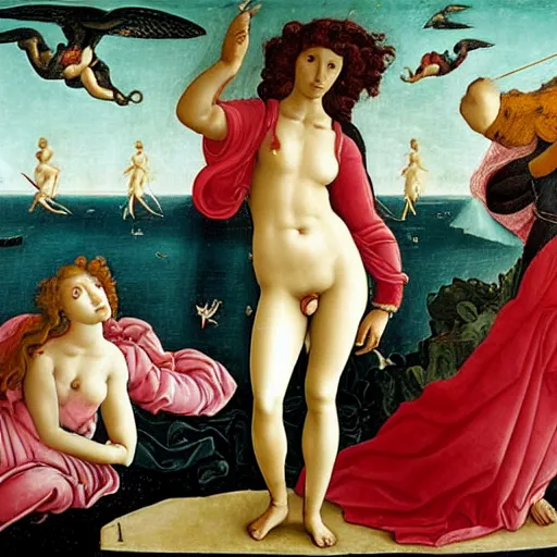 Image similar to a frame from a live action movie by birth of venus by boticelli