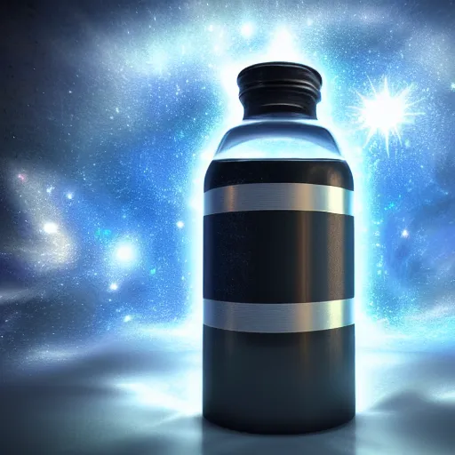 Prompt: a universe inside of a bottle, octane render, 4k