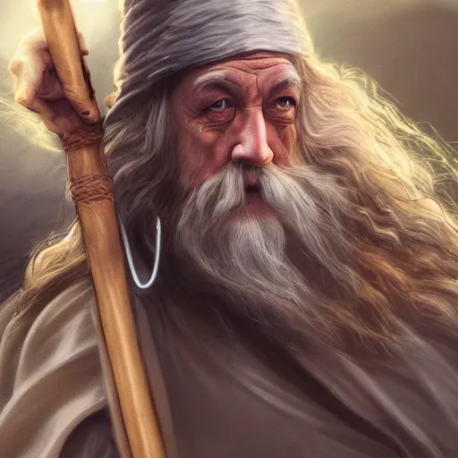 Image similar to gandalf with boom box on coach, trending on artstation, hyperrealistic