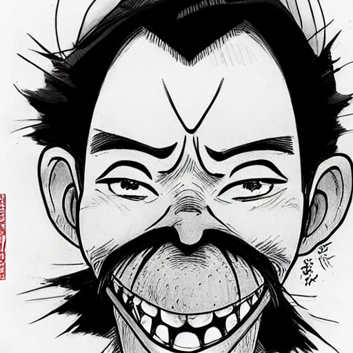 Prompt: [ luffy mustache ] ( by kim jung gi ) ( by george morikawa )