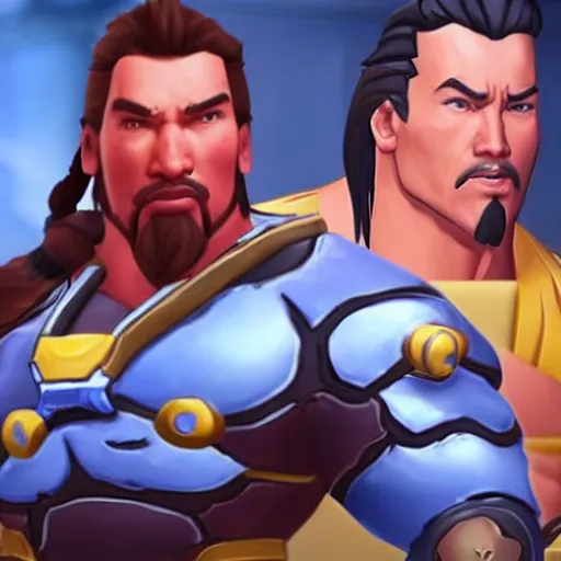 Image similar to a screenshot of arnold schwarzenegger as hanzo in overwatch