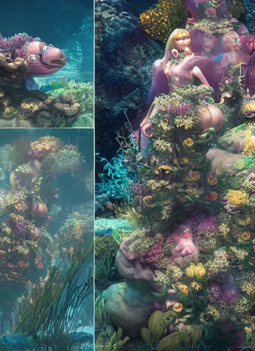 Image similar to underwater disney pricess, hyper detailed, digital art, cinematic lighting, studio quality, smooth render, unreal engine 5, octane rendered, art style by klimt and nixeu and ian sprigger and wlop and krenz cushart.