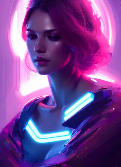 Image similar to portrait of female humanoid, intricate, elegant, cyberneon lights, highly detailed, digital painting, artstation, glamor pose, concept art, smooth, sharp focus, art by artgerm and greg rutkowski