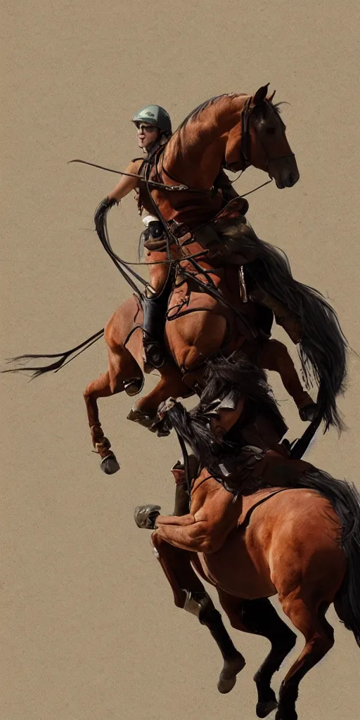 Image similar to a horse riding a horse, artstation