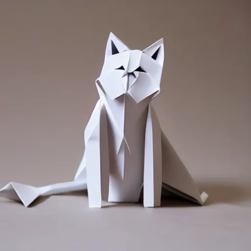 Prompt: cat origami, white background, 8 k, very detailed