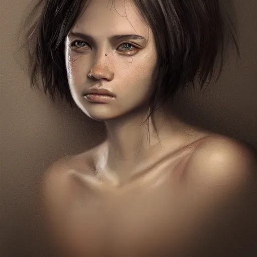 Image similar to a girl, a crocodile head, a portrait, looking at the viewer, digital painting, trending on artstation, high quality, high detail