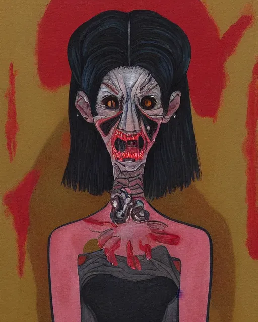 Image similar to a terrifying painting of a woman, by Yuko Tatsushima