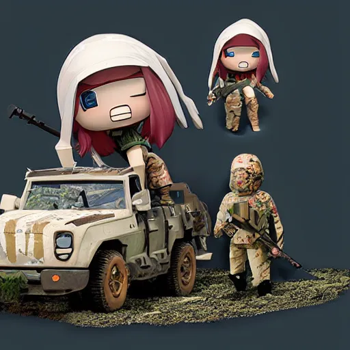 Image similar to camp, ak 4 7, nendroid, stephen bliss style