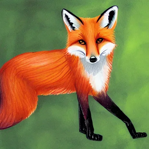 Prompt: red fox in the forest drawing